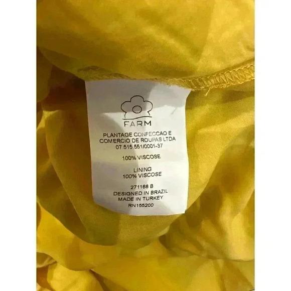- - Anthropologie Farm Rio Dress, Yellow With Tropical Print. Size Small, … - Picture 7 of 8